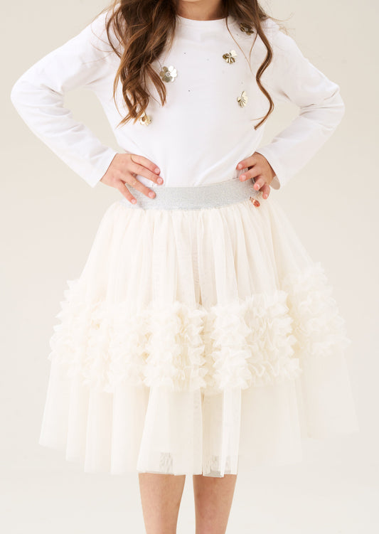 Sallie Ivory Ruffle Mesh Skirt