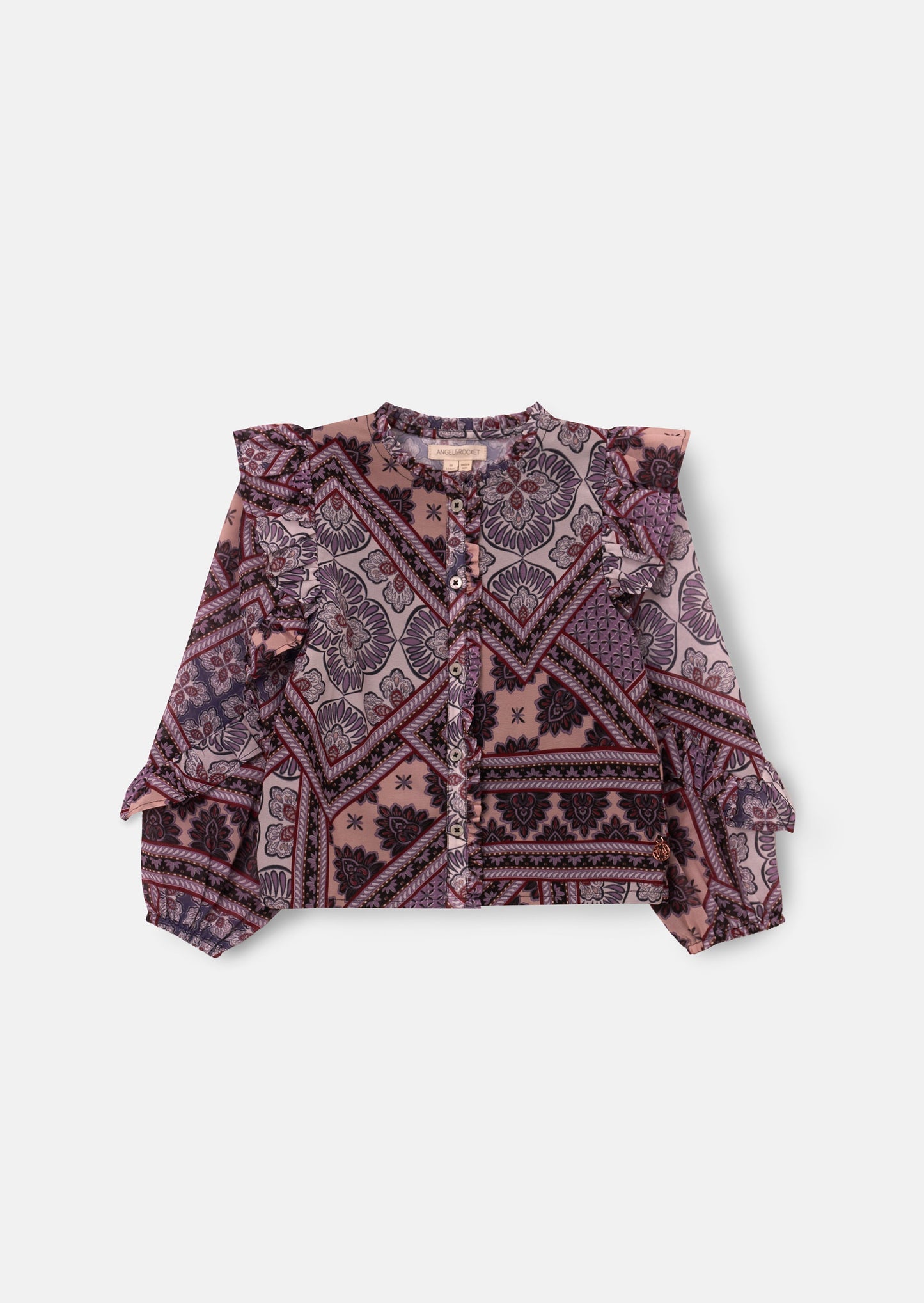 Adrienne Frill Sleeve Boho Print Blouse