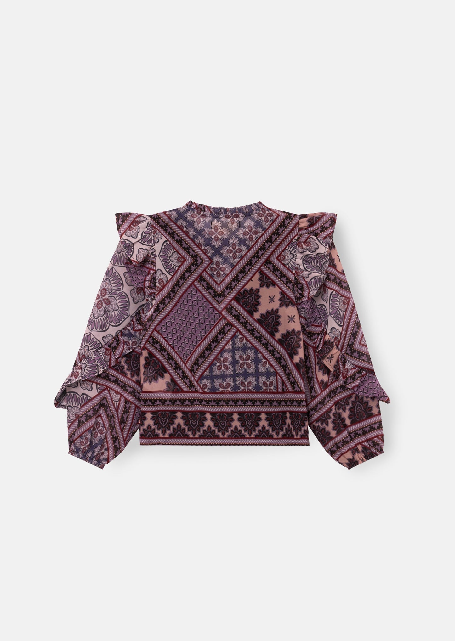 Adrienne Frill Sleeve Boho Print Blouse