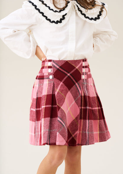 Marcia Pleated Check Skirt