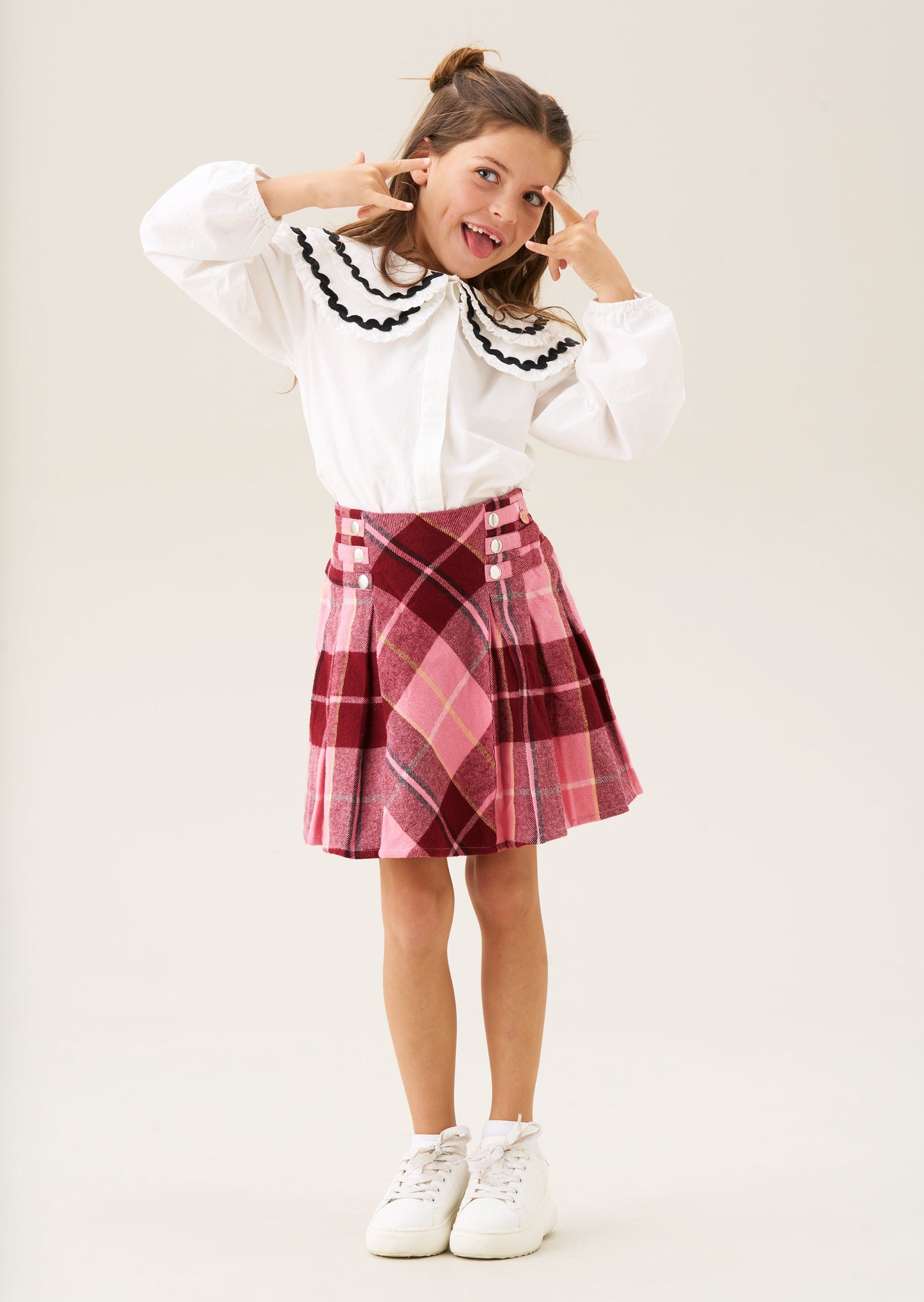 Marcia Pleated Check Skirt
