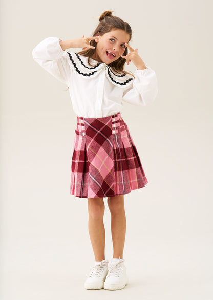 Marcia Pleated Check Skirt