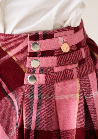 Marcia Pleated Check Skirt