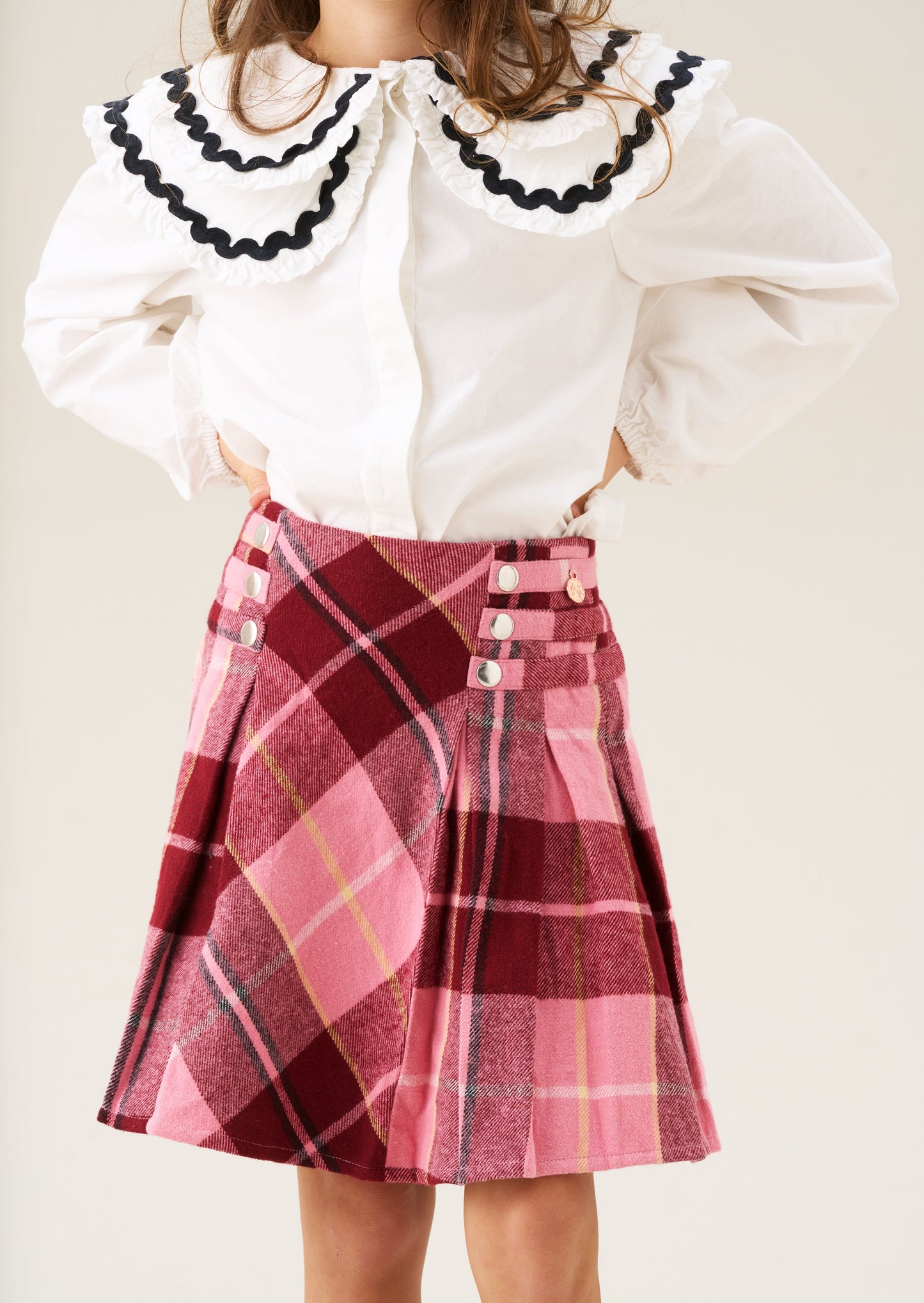 Marcia Pleated Check Skirt