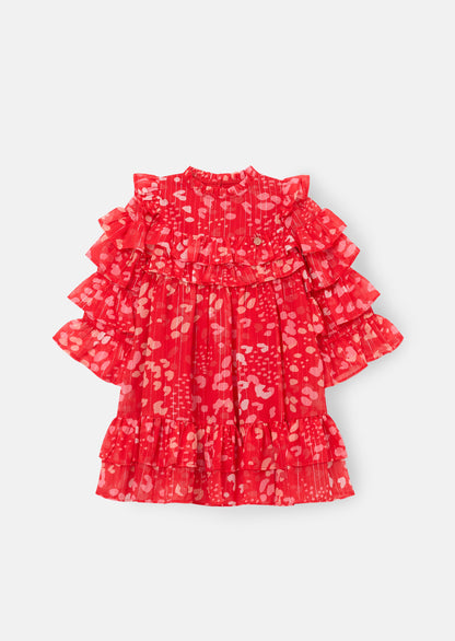 Imogen Red Frill Print Dress