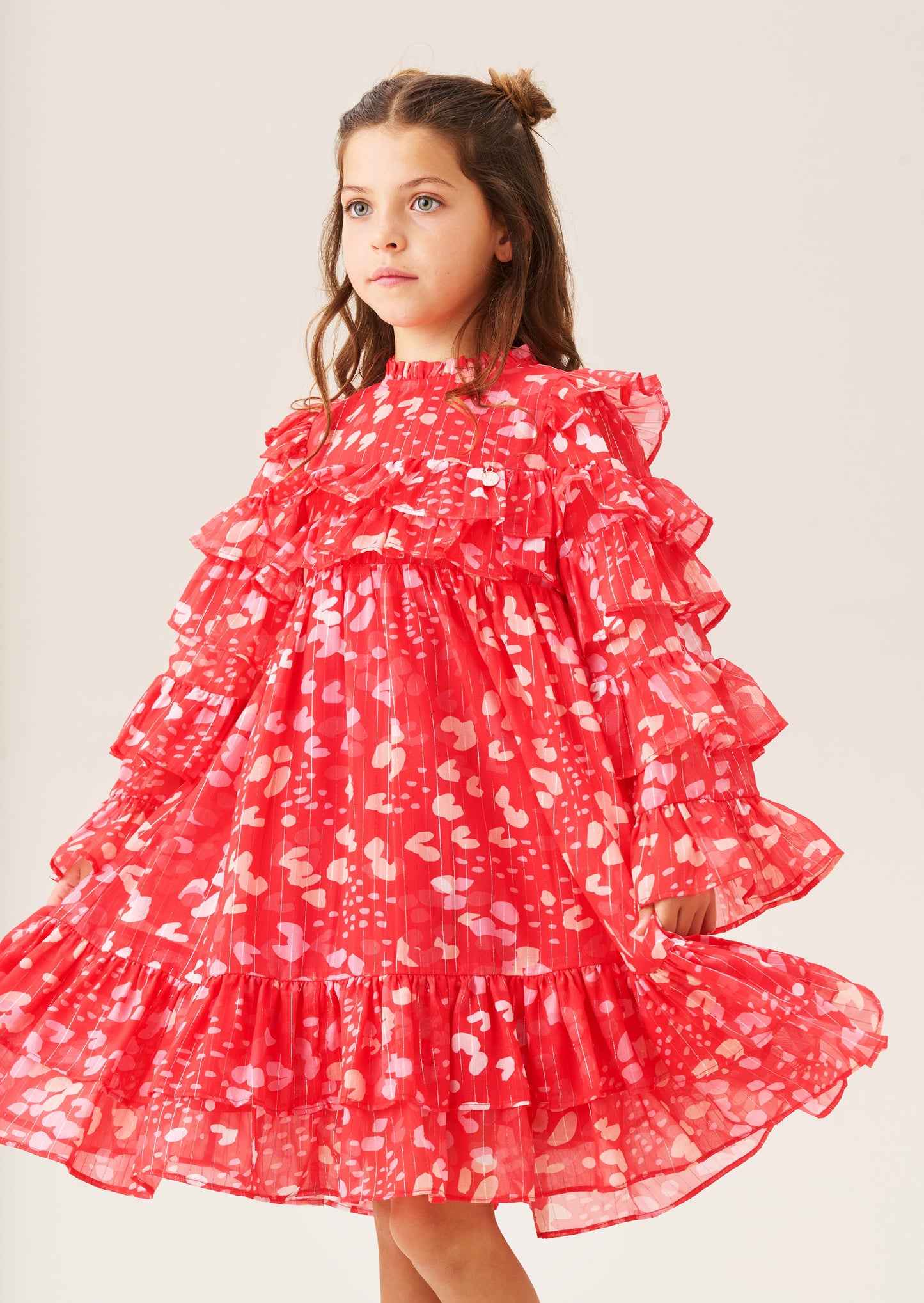 Imogen Red Frill Print Dress