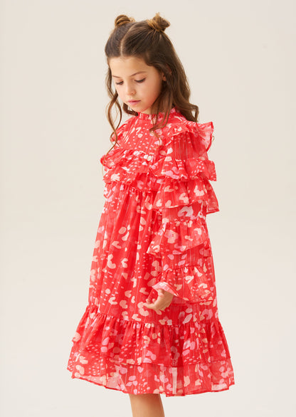 Imogen Red Frill Print Dress
