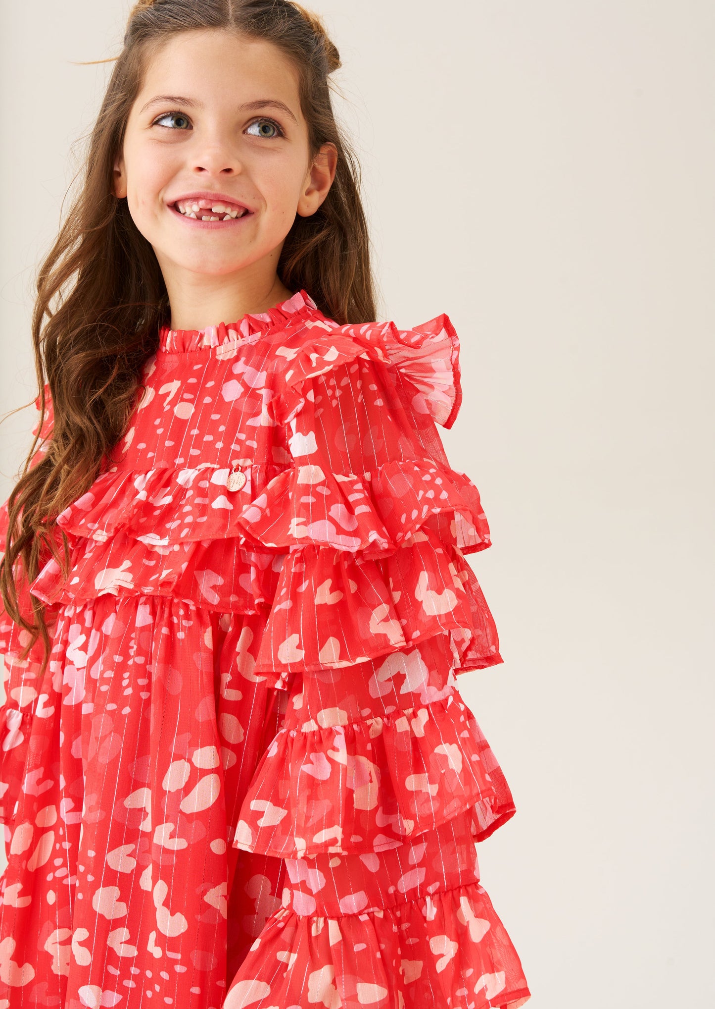 Imogen Red Frill Print Dress