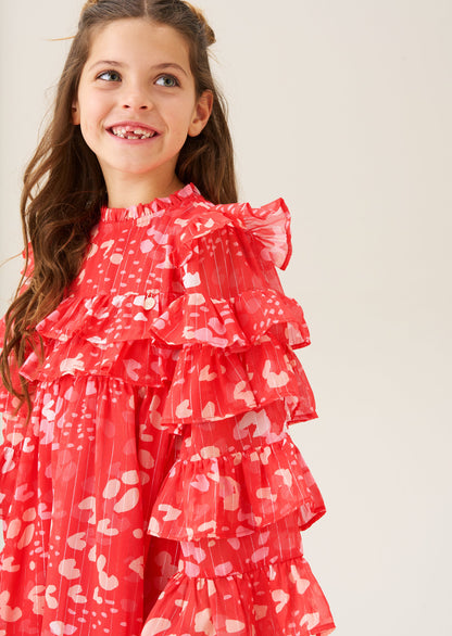 Imogen Red Frill Print Dress
