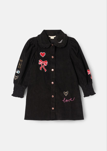 Connie Embroidered Cord Shirt Dress