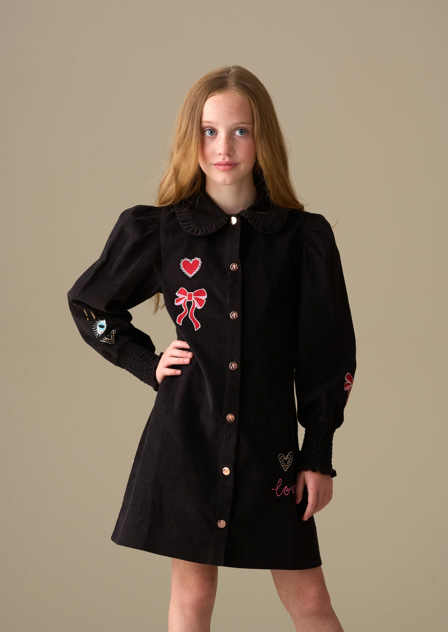 Connie Embroidered Cord Shirt Dress