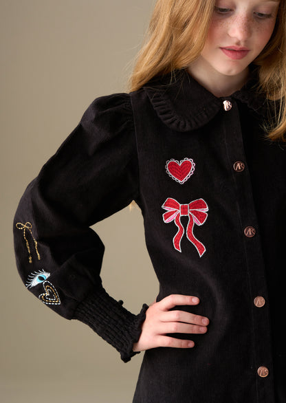 Connie Embroidered Cord Shirt Dress