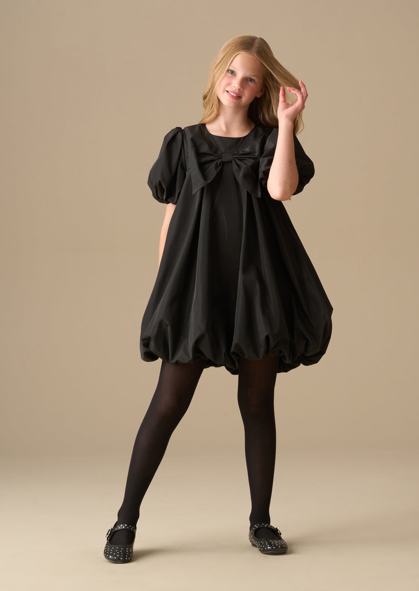 Nadia Puffball Bow Collar Dress