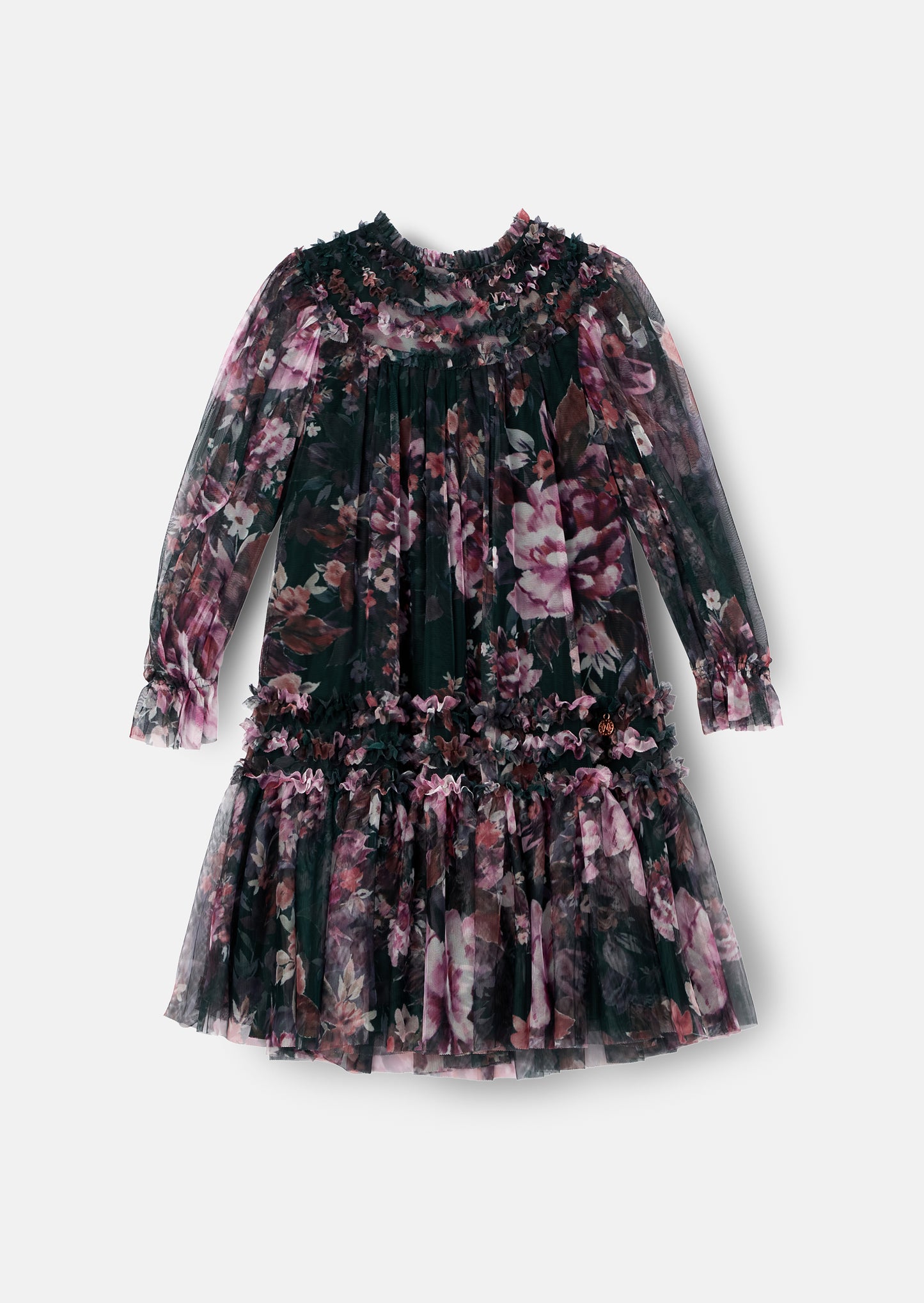 Verity Ruffle Print Mesh Dress