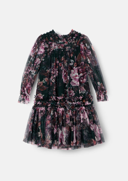 Verity Ruffle Print Mesh Dress