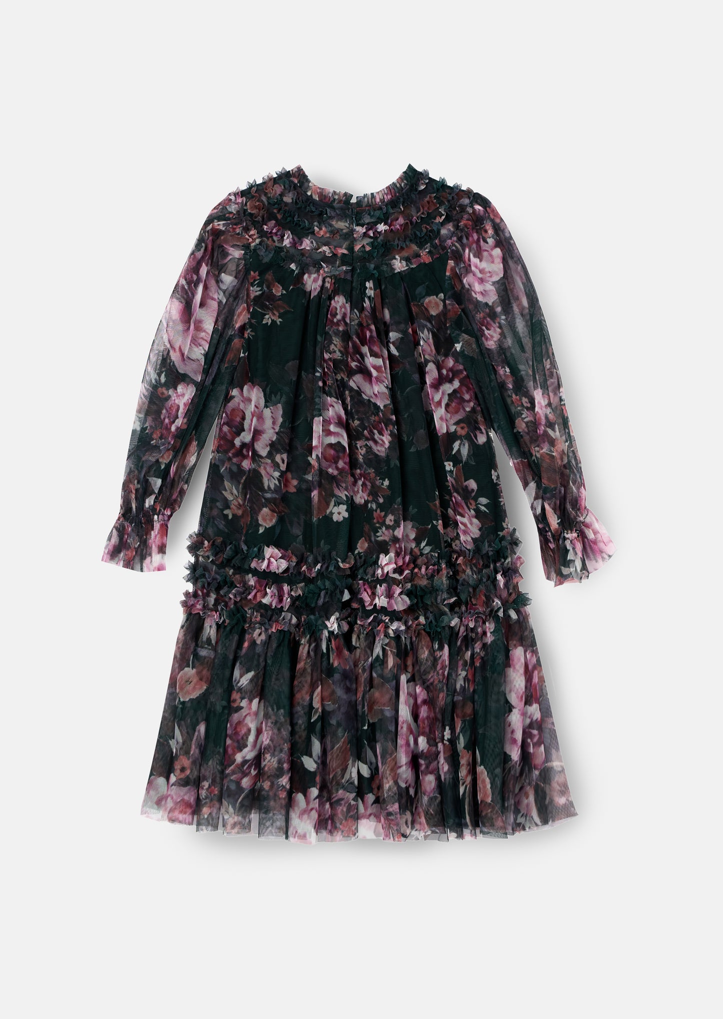 Verity Ruffle Print Mesh Dress