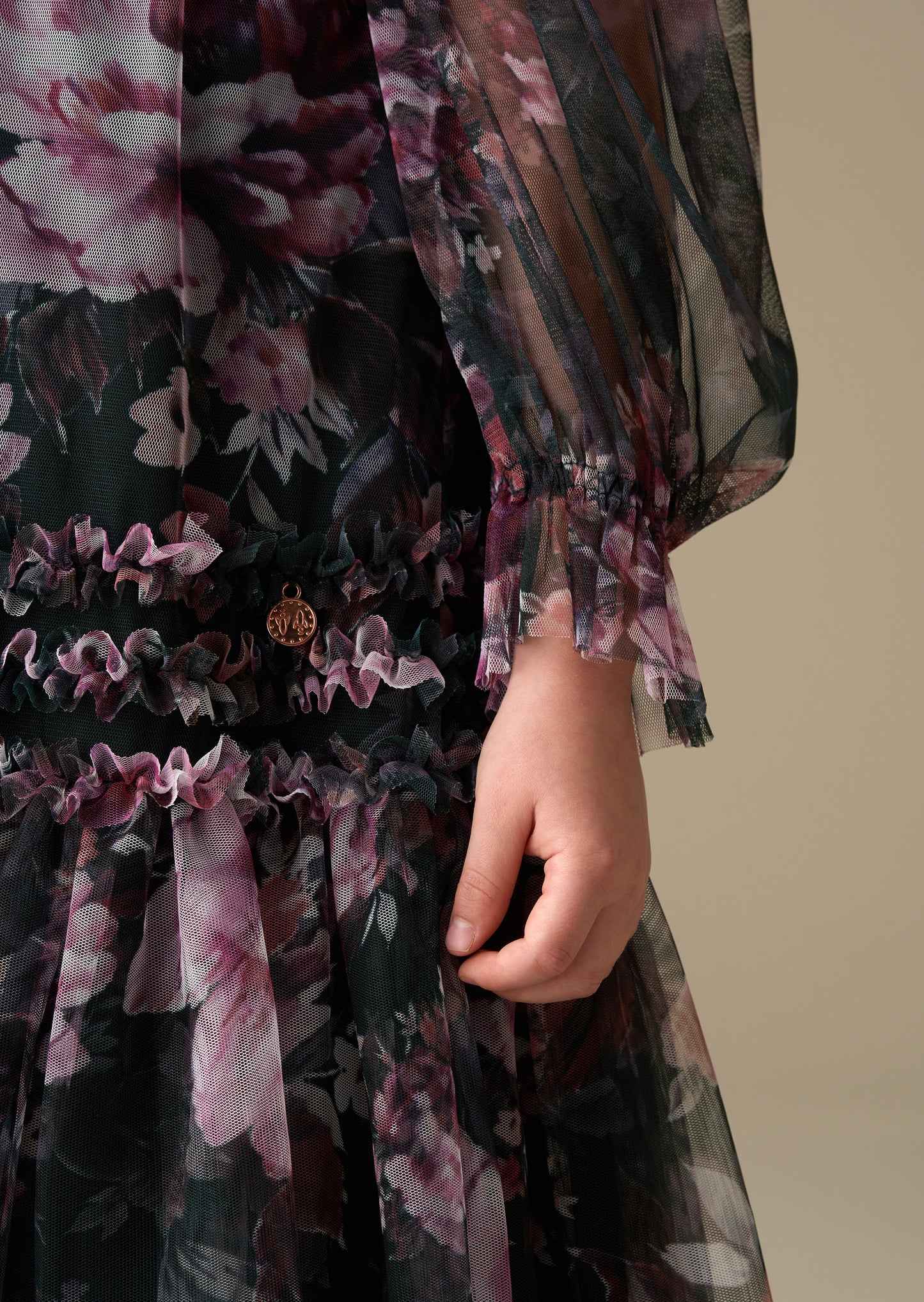 Verity Ruffle Print Mesh Dress