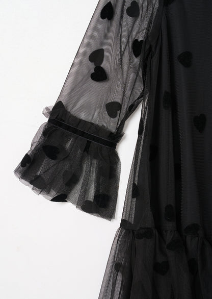 Neve Flock Heart Mesh Dress