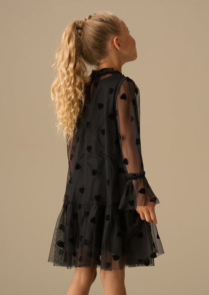 Neve Flock Heart Mesh Dress