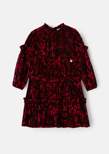 Poppy Devore Velvet Tiered Dress