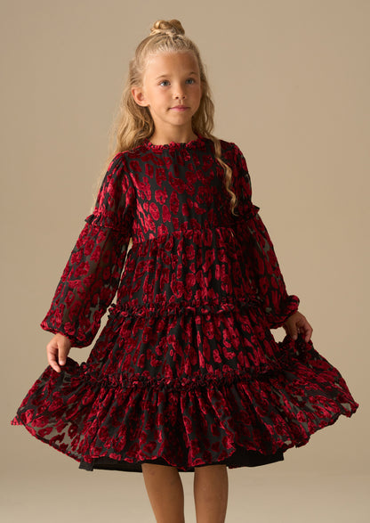 Poppy Devore Velvet Tiered Dress