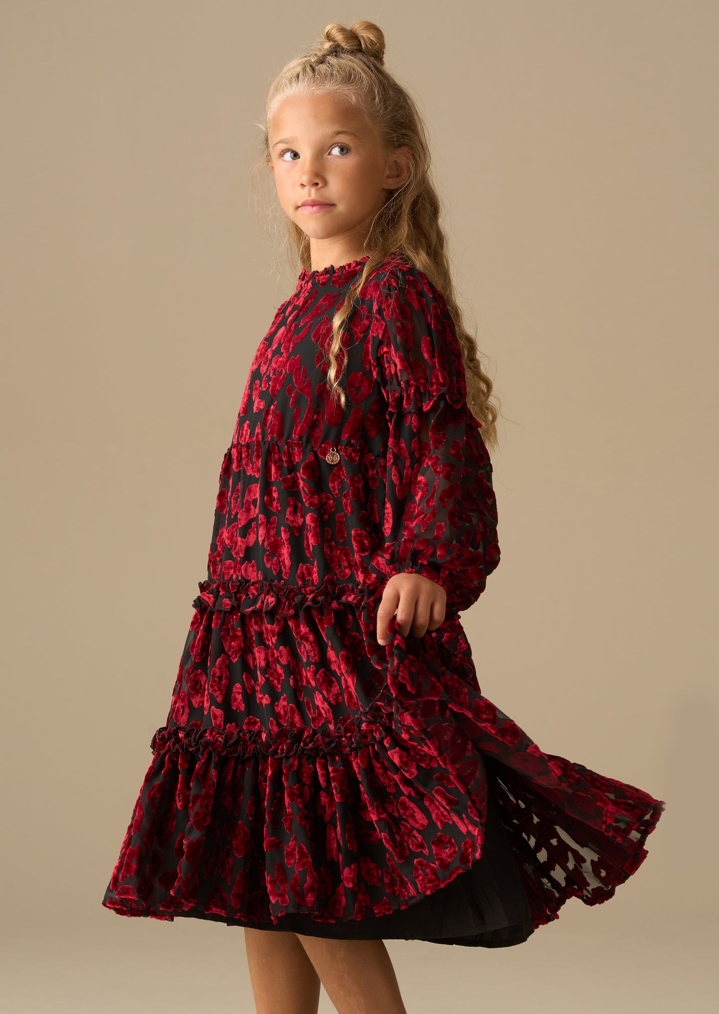 Poppy Devore Velvet Tiered Dress