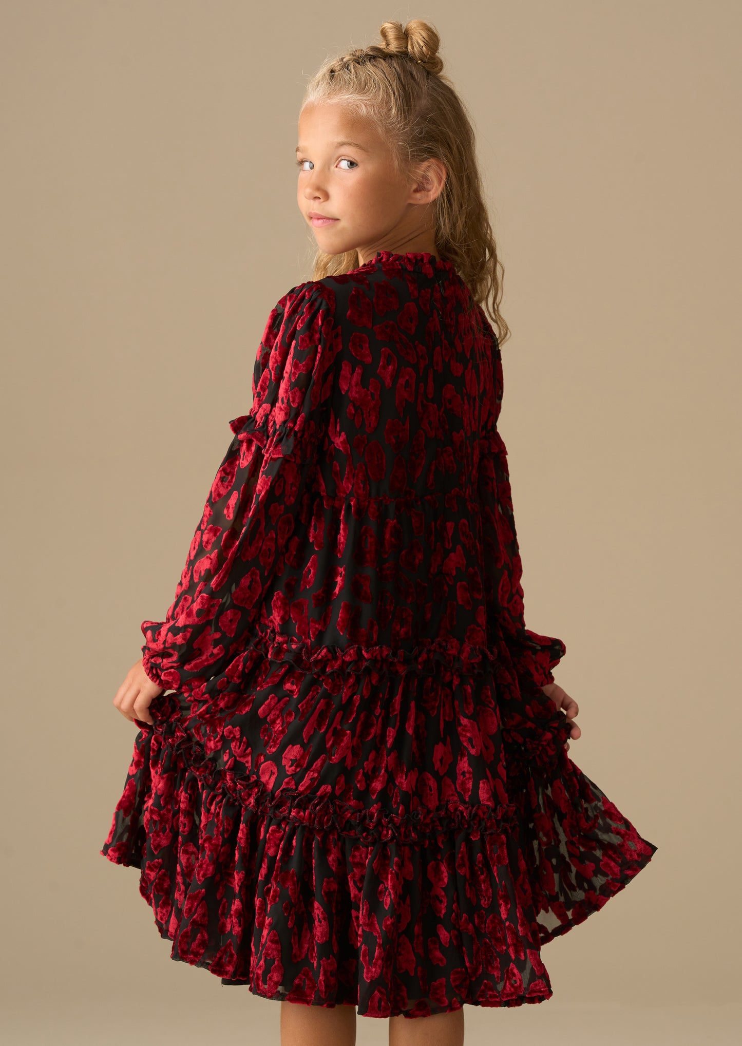 Poppy Devore Velvet Tiered Dress