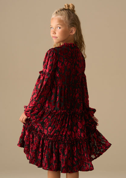 Poppy Devore Velvet Tiered Dress