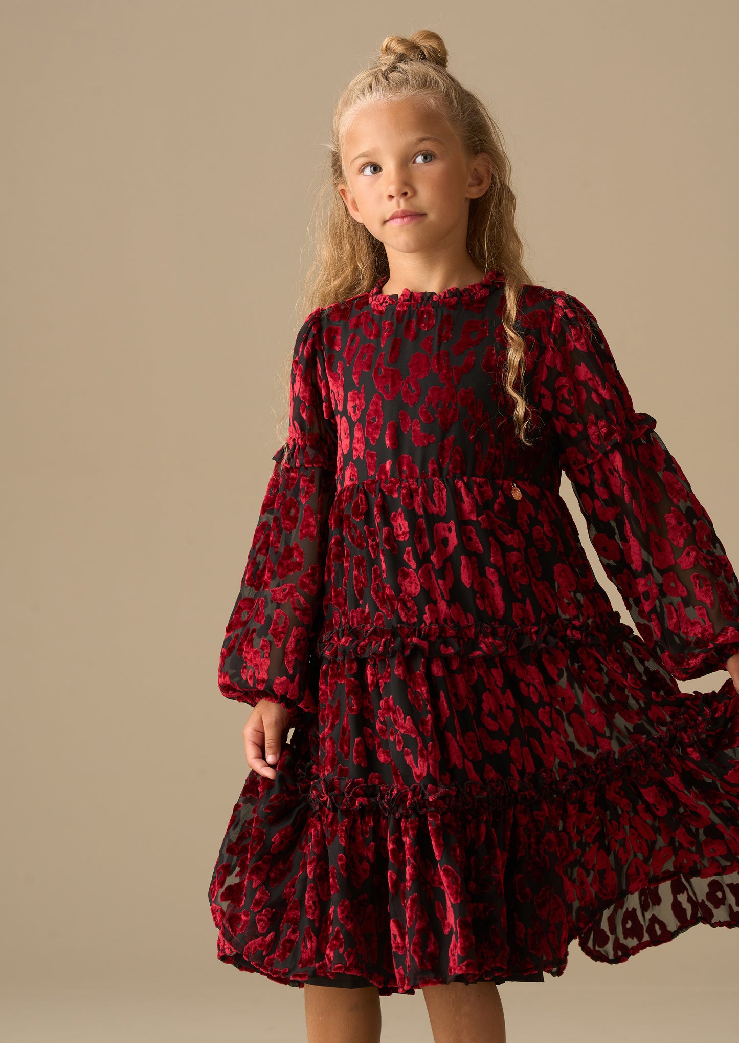 Poppy Devore Velvet Tiered Dress