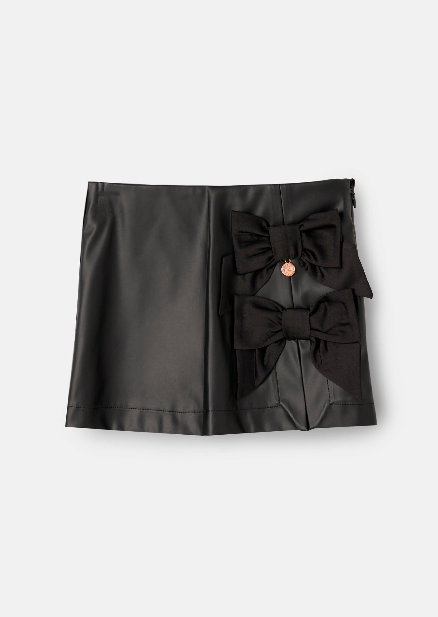 Danni Side Bow Faux Leather Skort