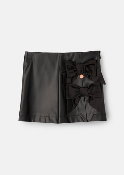 Danni Side Bow Faux Leather Skort