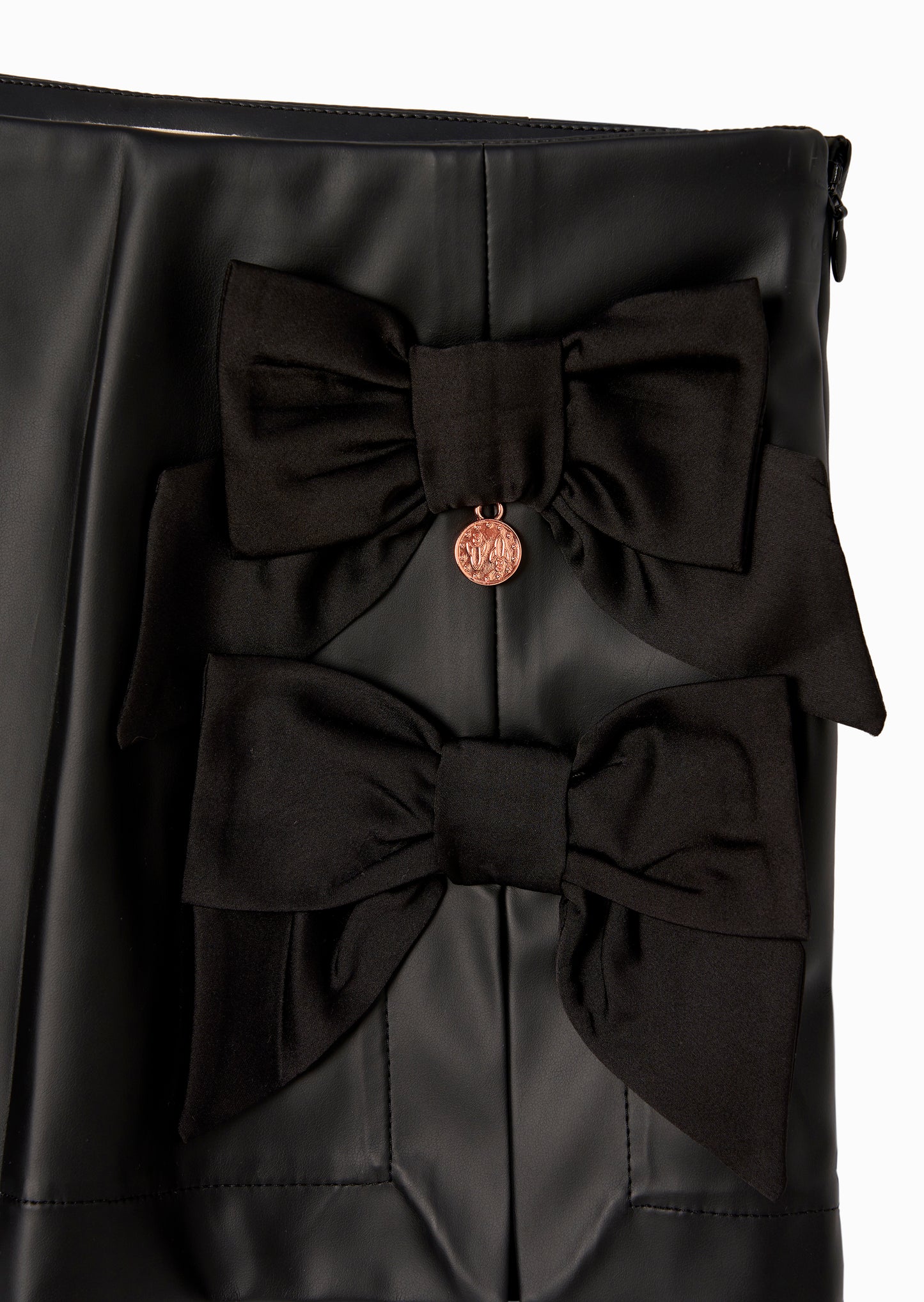 Danni Side Bow Faux Leather Skort