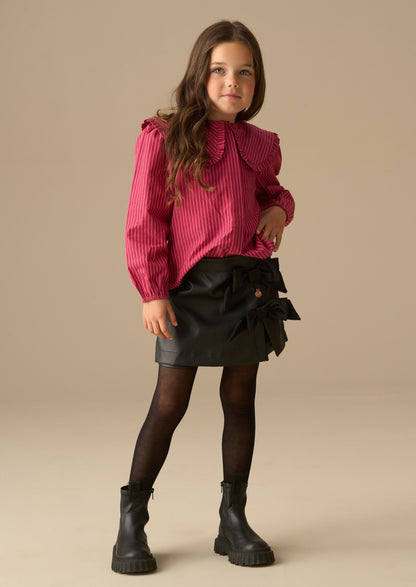 Danni Side Bow Faux Leather Skort