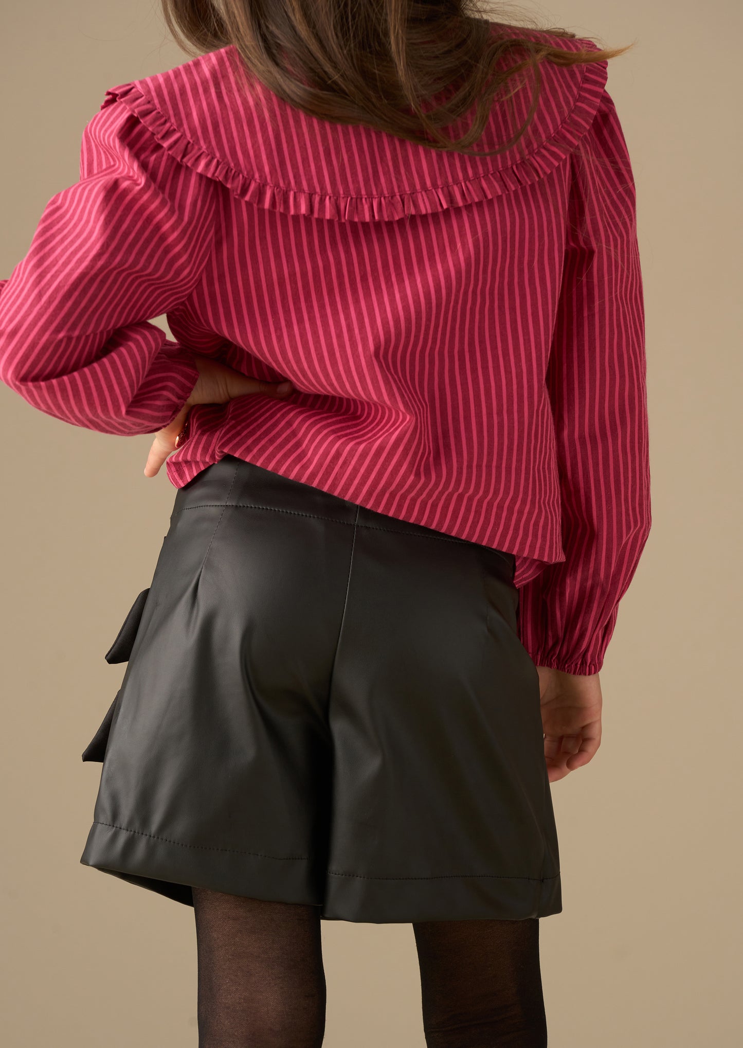 Danni Side Bow Faux Leather Skort