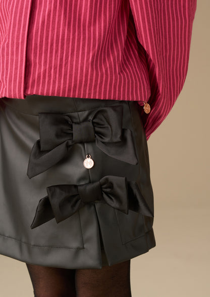 Danni Side Bow Faux Leather Skort