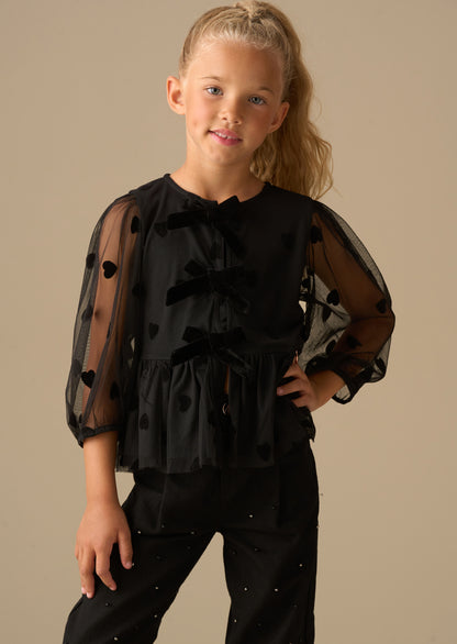 Neve Flock Heart Mesh Top