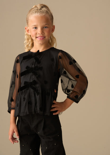 Neve Flock Heart Mesh Top