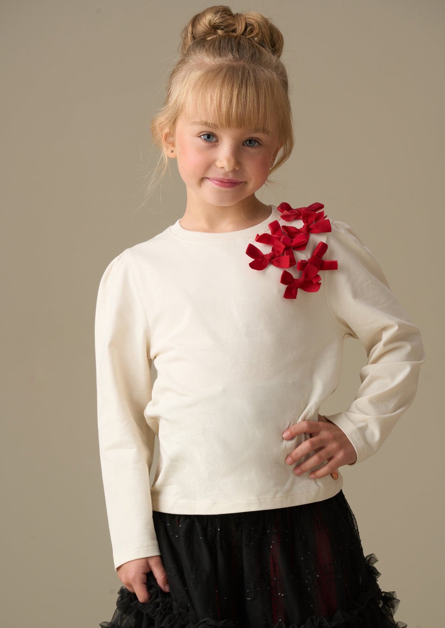 Elena Bow Corsage Ls Top