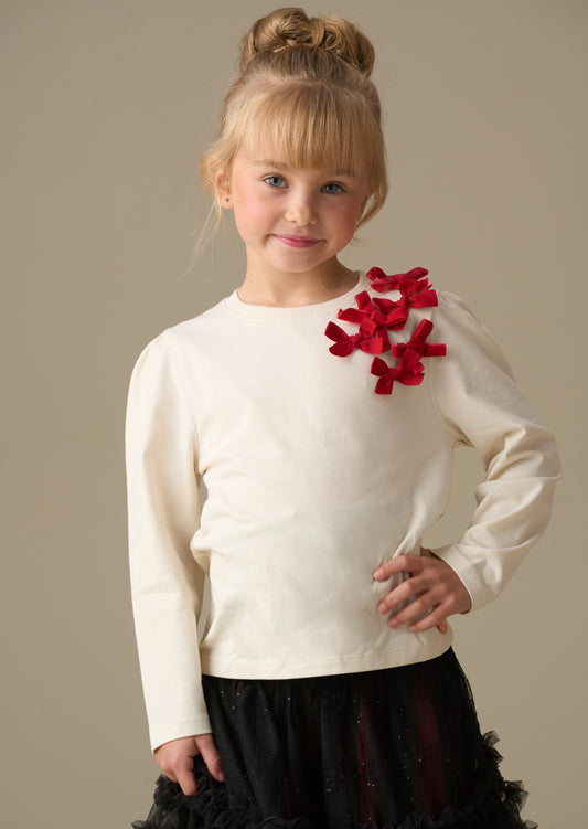 Elena Bow Corsage Ls Top