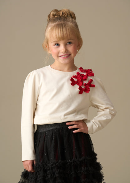 Elena Bow Corsage Ls Top