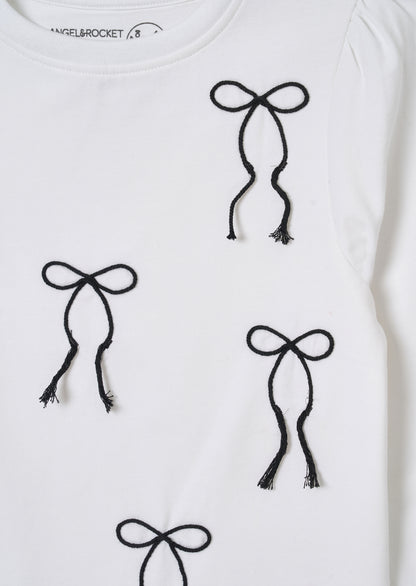 Imogen Embroidered Bow Ls Top
