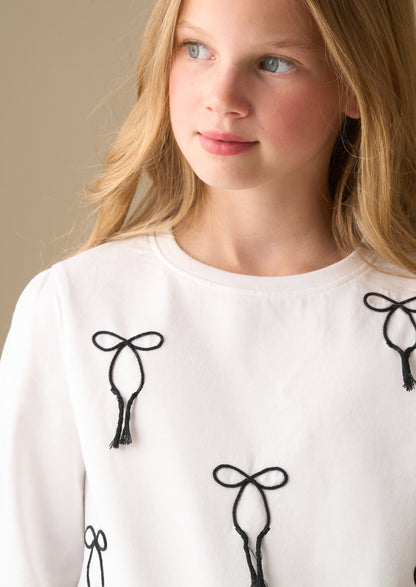Imogen Embroidered Bow Ls Top