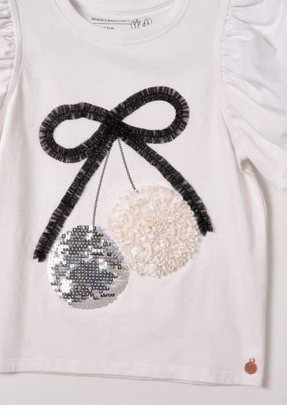 Elodie Disco Ball Embellished Puff Sleeve Tee