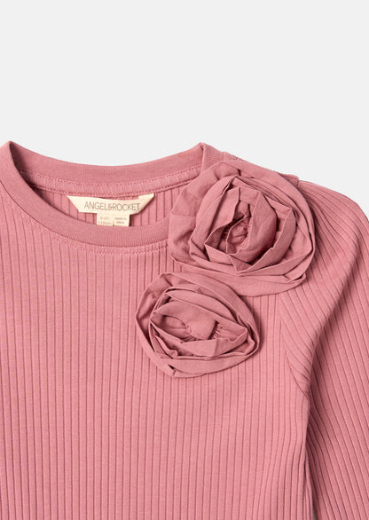 Lizzy Corsage Rib Ls Top