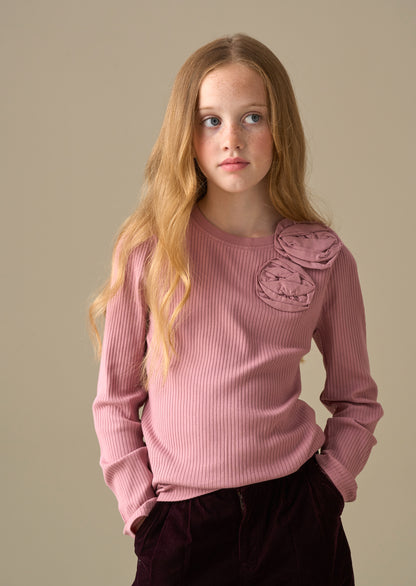 Lizzy Corsage Rib Ls Top