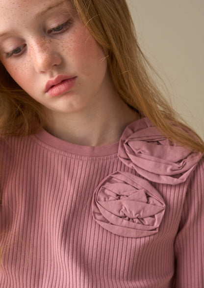 Lizzy Corsage Rib Ls Top