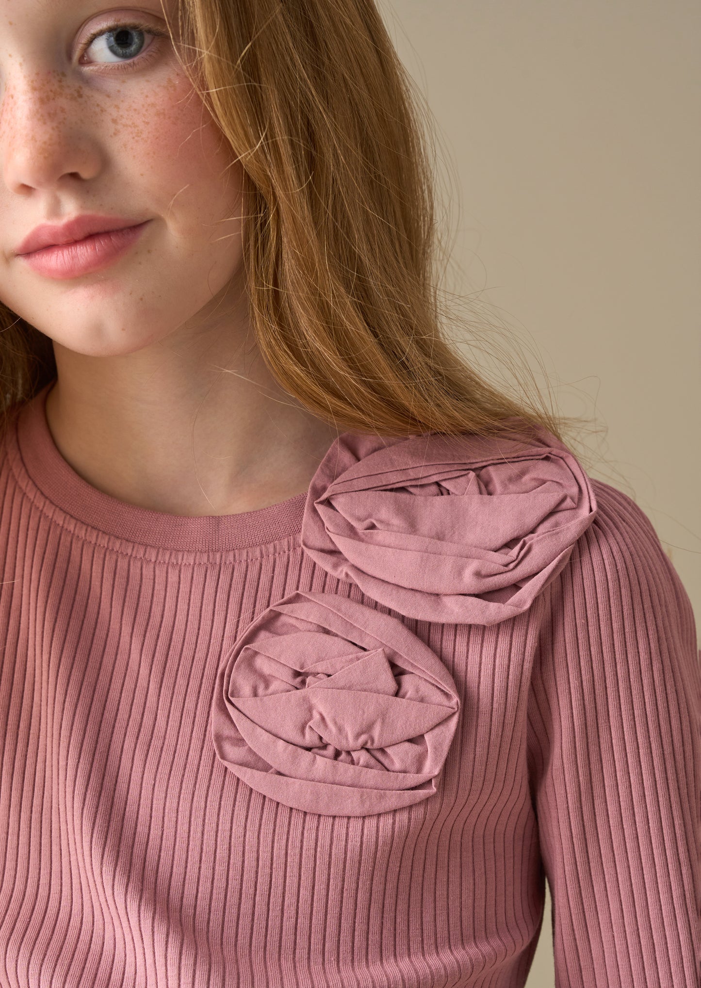 Lizzy Corsage Rib Ls Top