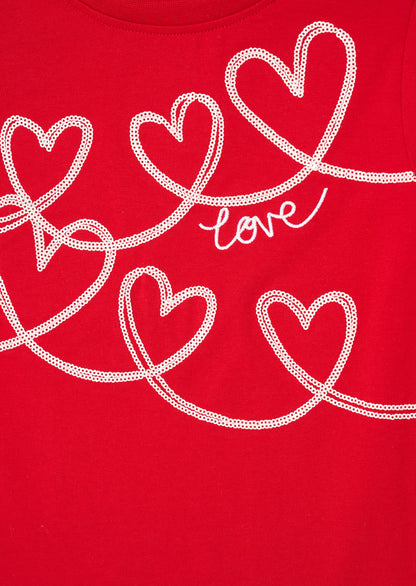 Noelle Sequin Heart Long Sleeve Top