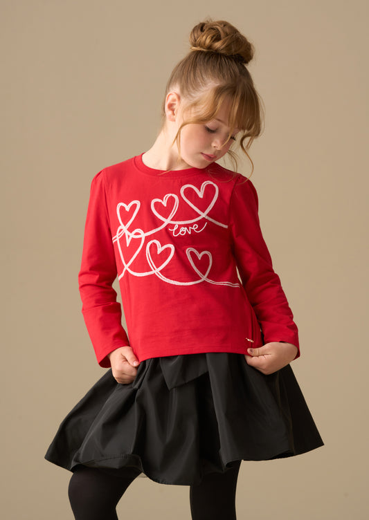 Noelle Sequin Heart Long Sleeve Top