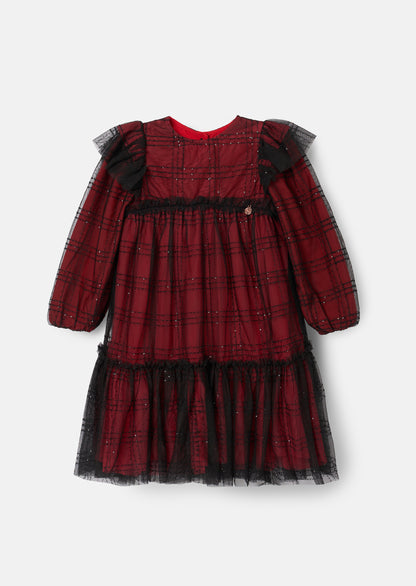 Tia Sequin Tartan Mesh Dress